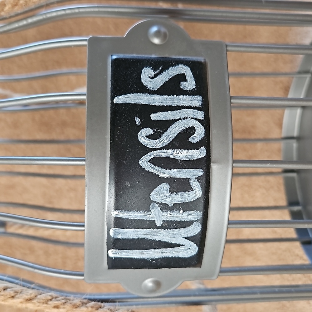 Gray Metal Wire Utensil Basket with Rope Handles T13 - Picture 3 of 4